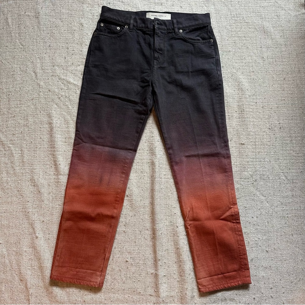 Golden Goose Sunset Colors Printed Denim Straight Leg Pants
